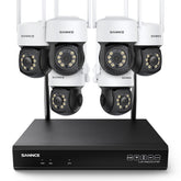 3MP 10-Channel Wireless CCTV PT Camera System, 8MP NVR, 3MP Pan & Tilt WiFi IP Cameras, Audio Recording, AI Human Detection, Work With Alexa